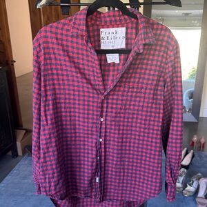 Frank & Eileen Red and Blue Plaid Italian Flannel Shirt